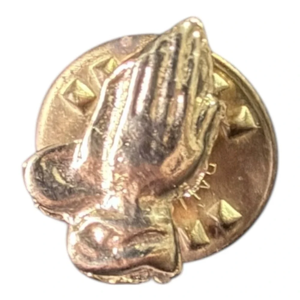 Angelic Religious Unbranded Lapel‎ Pin Set Gold Tone Cherub Praying Hands